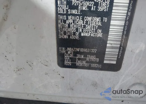 2013 Infiniti Qx56 from USA, damaged, VIN JN8AZ2NF0D9531322